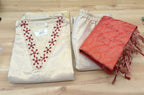 Tissue 3 Piece Set - Flat lay showing kurti, bottom and dupatta