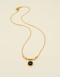 Midnight Noir Square Pendant Necklace – Anti-Tarnish Gold