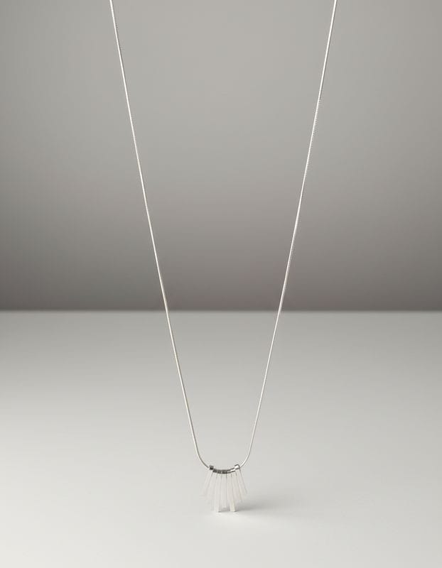 Silver Meridian Fan Pendant Necklace