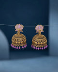 Purple Lotus Jhumka Earrings