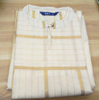 Cream Gold Stripe Tissue Kurta Set - Product View